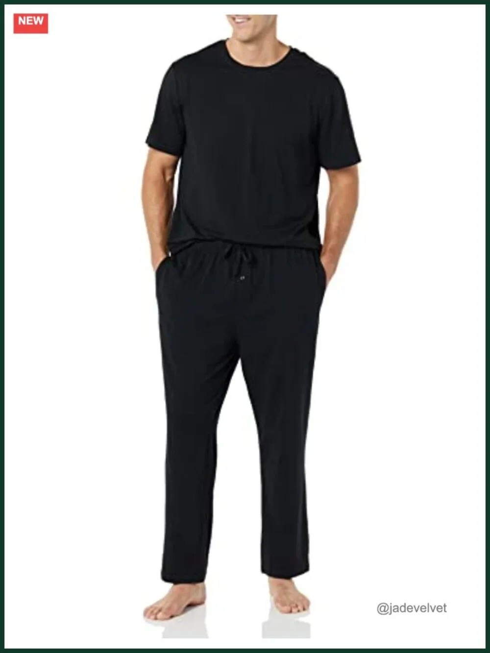 Men's Super Soft Modal Cotton Pajama Set T-Shirt Full-Length Bottoms